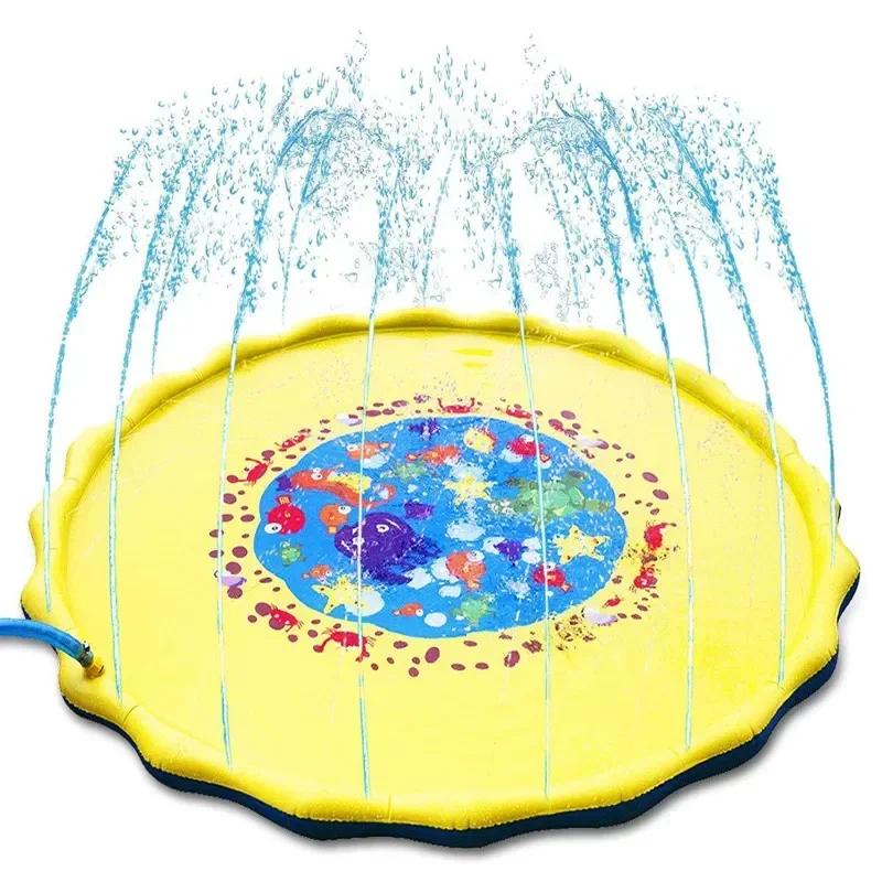 100/170cm Kid Inflatable Water Splash Play Pool Outdoor Round Sprinkler Mat Yard Water Spray Pad Children Summer Outdoor Fun Toy