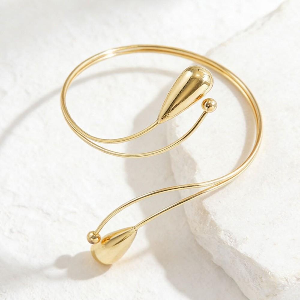 Spiral Twisted Open Cuff Armlet Geometric Water Drop Bangle Jewelry Accessories