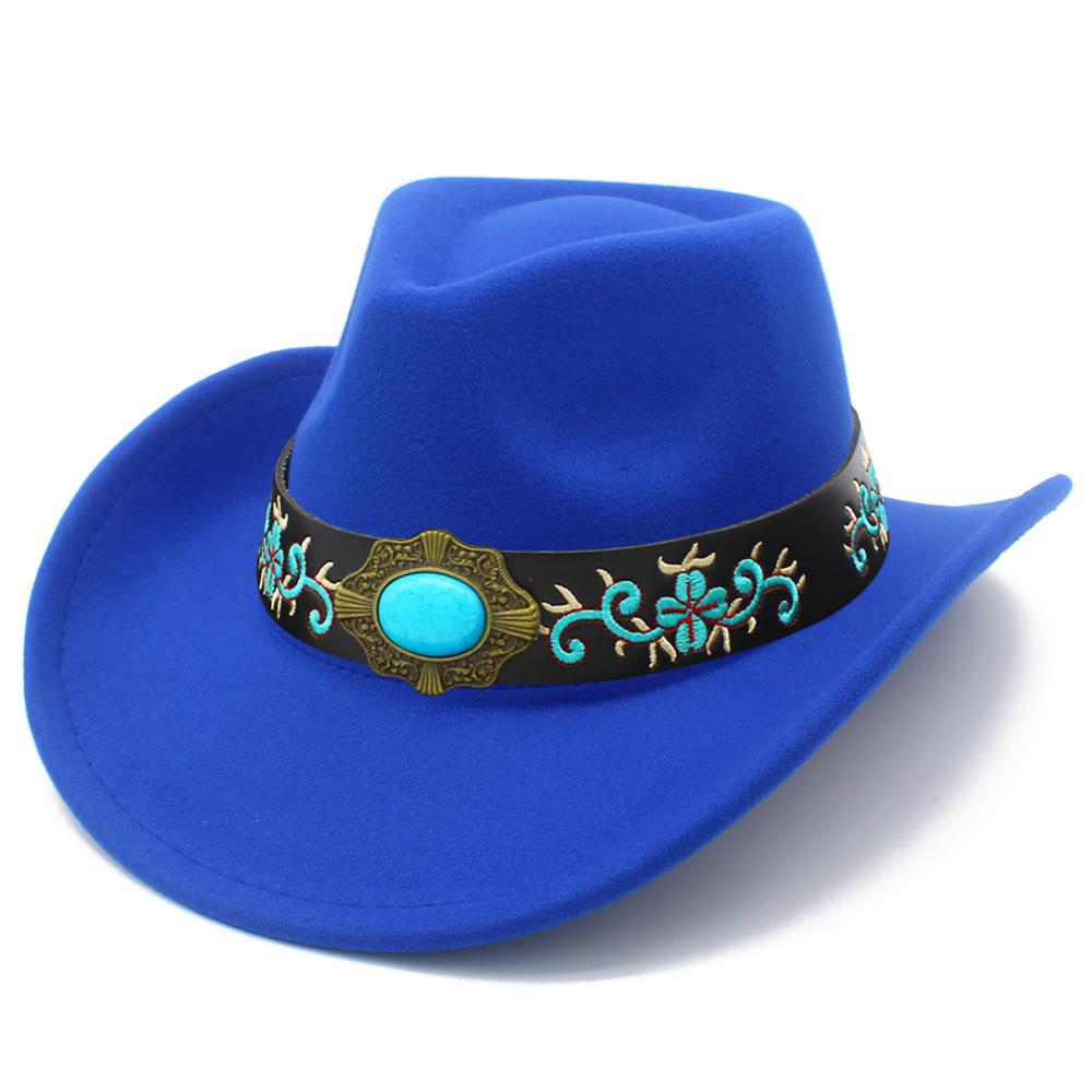 European and American Tribal Style Solid Color Cowboy Hat, Male and Female Couples Wide Brim Stage Performance Hat, Grassland Travel Essential Jazz
