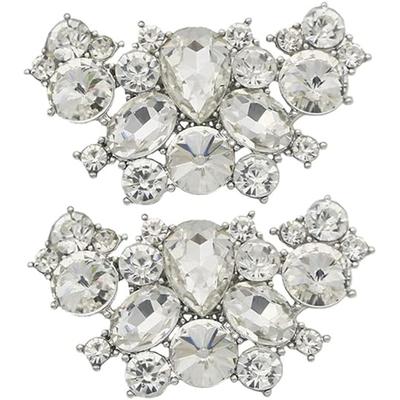 Detachable Handmade Crystal Pearl Shoe Flowers 2-Pack - Rhinestone Shoe Buckles, Decor for Women's Bridal Shoes & Handbags