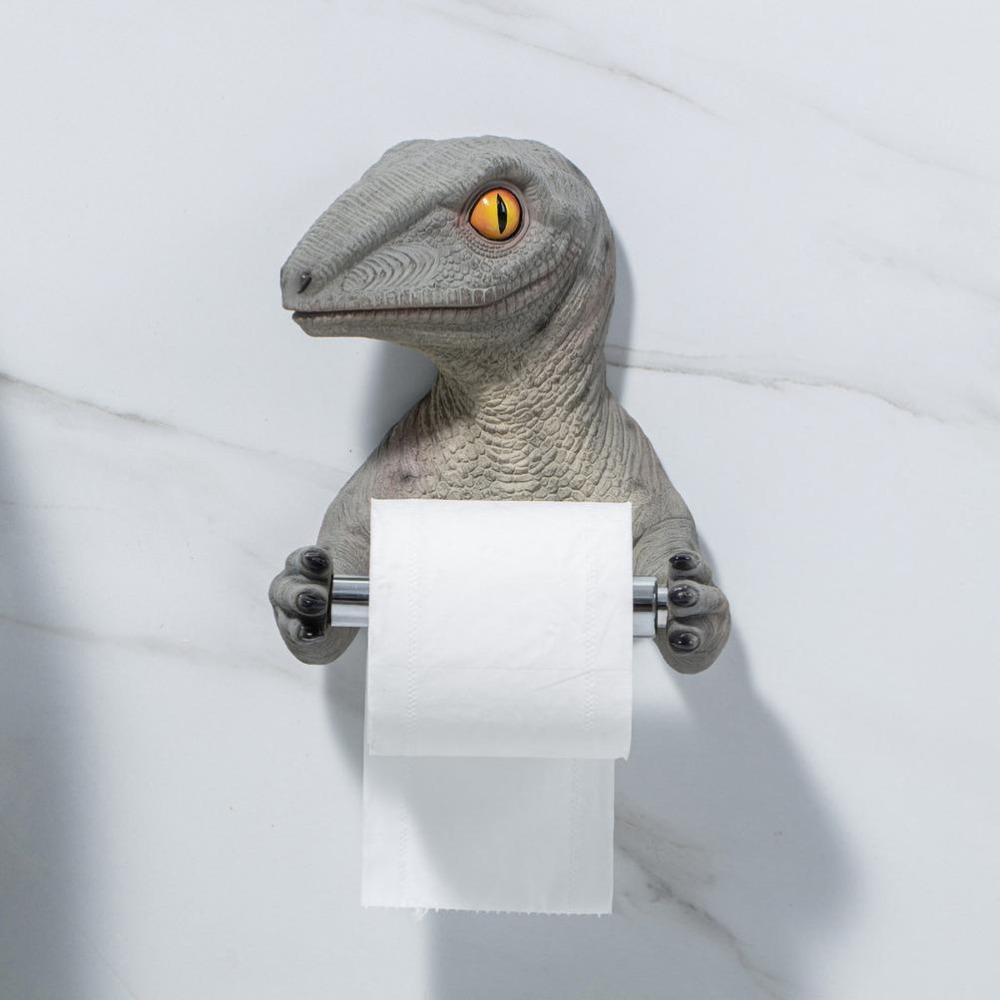 Drill-Free Dinosaur Toilet Paper Holder Wall Mounted Resin Paper Towel Dispenser For Kitchen