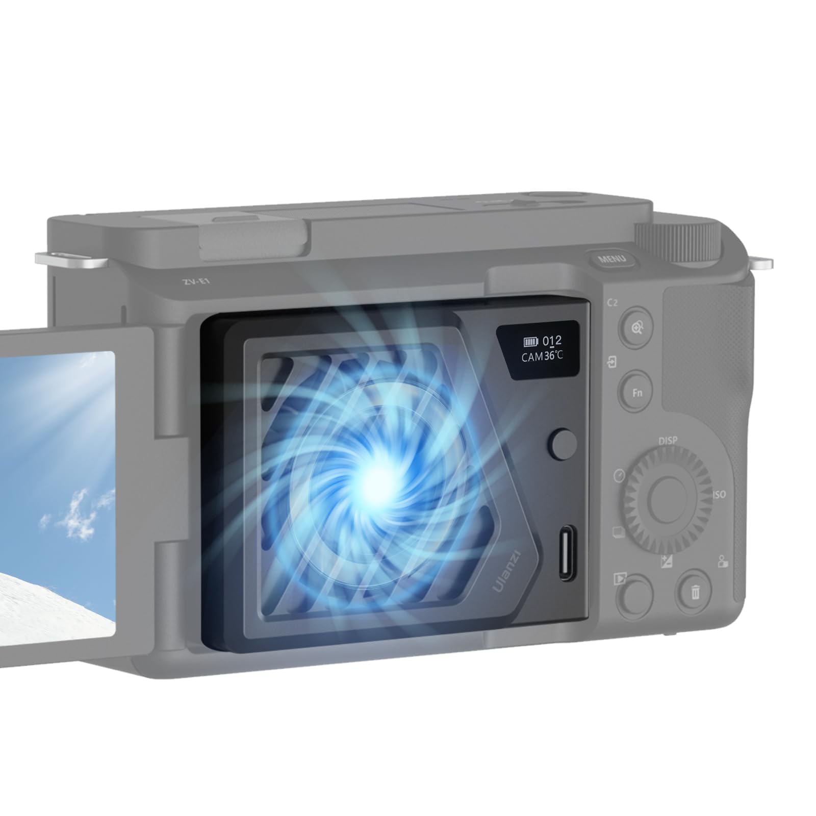 

Ulanzi Camera Cooling Fan Heat Adjustable Quiet Cooling Compact and Camera Heat Temperature Compatible with and Black [Upgraded Version] чорний