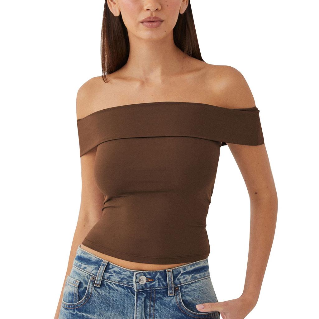 Women's New Summer Tube Top Sexy T-Shirt One Shoulder Hot Girl Top