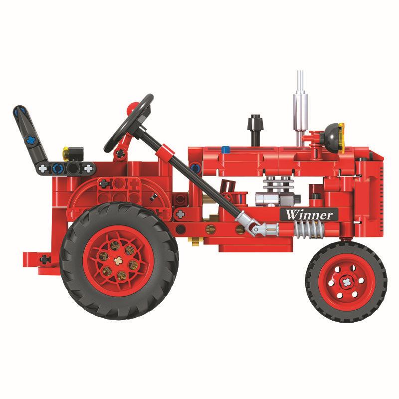 Classic Tractor Model Engineering Vehicle Puzzle Toys Red Tractor Building Blocks Set Children's Holiday Gift Stylish Appearance Practical Daily Use