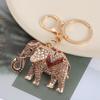 Keychain Sparkling Rhinestones Inlaid Elephant Design Keychain Pendant Enamel Oil Drip Process Smooth Edges Spring Buckle Key Holder Car Keys Good