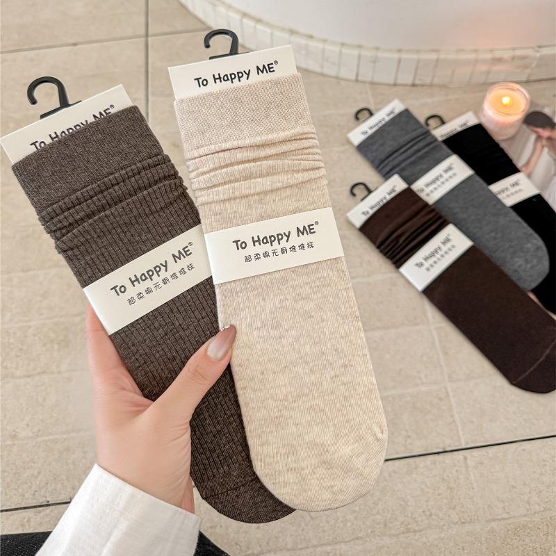Ladies Fall Casual Miscellaneous Vertical Lines Preppy Style Boneless Breathable Tube Stack Socks