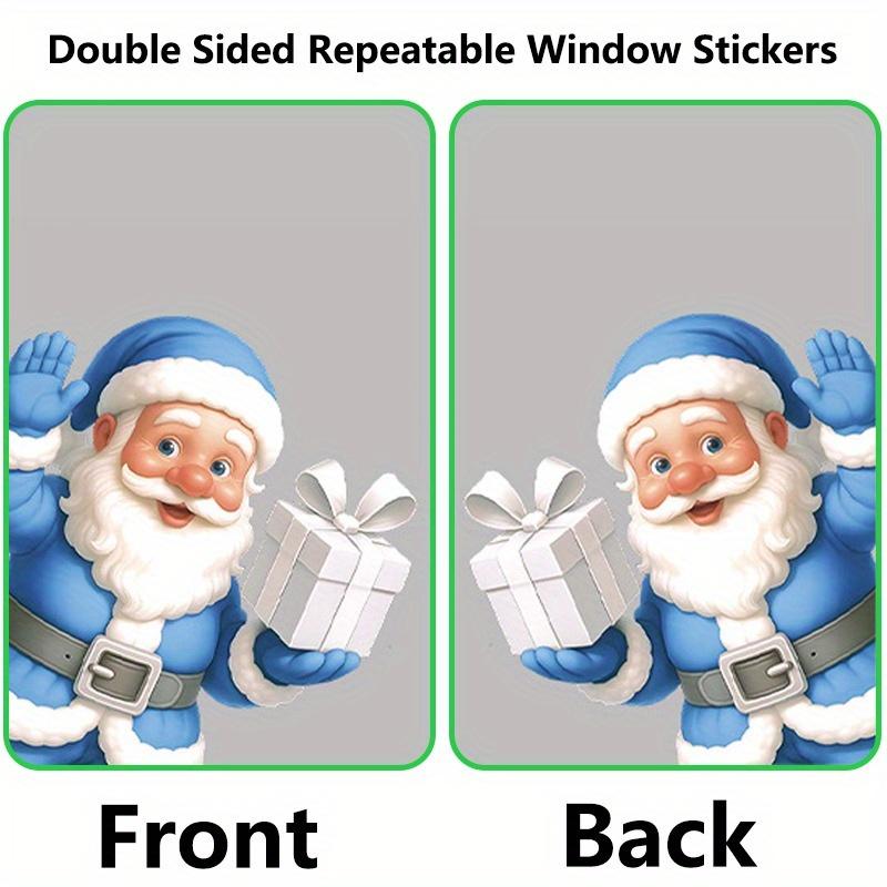 2/4Sheets Christmas Window Clings Decorations Cute Funny Double-Sided Static Stickers,with Blue Frozen Winter Pattern Wallpapers