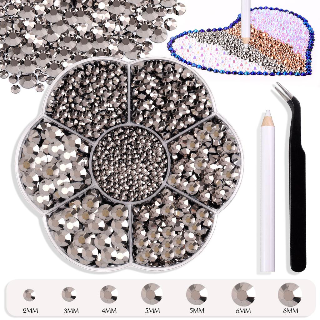 7 Grid Plum Blossom Boxed Resin Flat Bottom Nail Art Jewelry Jelly Diamond Violent Bear Ab Rhinestone Diy Clothing Diamond Sticker