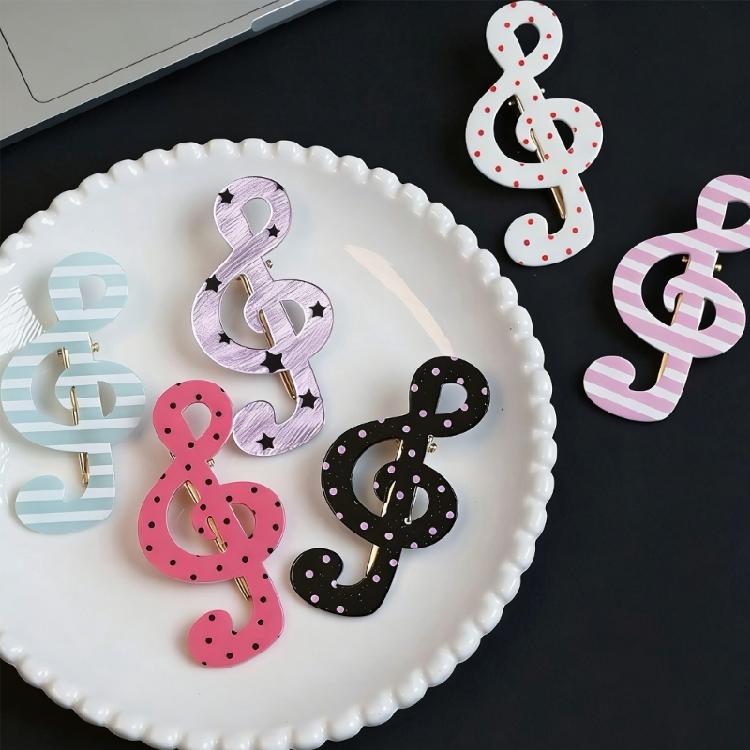 2 Piece Lovely Star Dot Music Symbol Hair Clip Safe Acrylic Hair Decorations Barrettes Present For Kids Adults