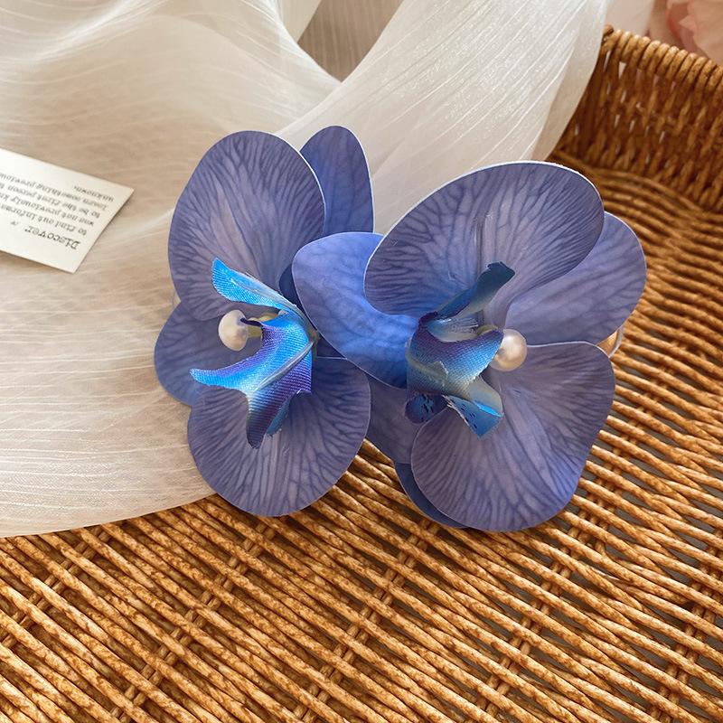 Smudge fabric flower pearl hairpin versatile duck bill clip sweet niche temperament hair accessories wholesale