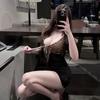 Erotic Underwear Deep V Imperial Sister Sexy Leopard Print Fashion Shapewear Short Skirt Low Chest Collar One-piece Skirt Small Mother Style