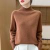 Women's Pure Wool Half-High Collar Loose Knit Sweater - Thickened Autumn/Winter Base Layer Pullover