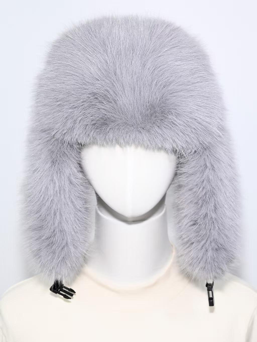 

Mao Mao thickened child new hat women s thickened warm hood imitation leather fox snow hat cold protection ear winter Ordinary світло-сірого кольору