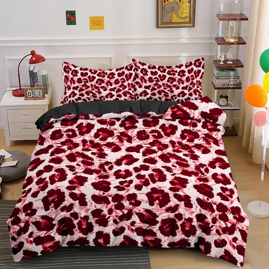 

Comforter Pink Leopard Print Bedding Set Animal Skin Leopard For Girly Teens Women Bedroom Decor Comforter (quilt)-EU Single(135*200cm)3pcs