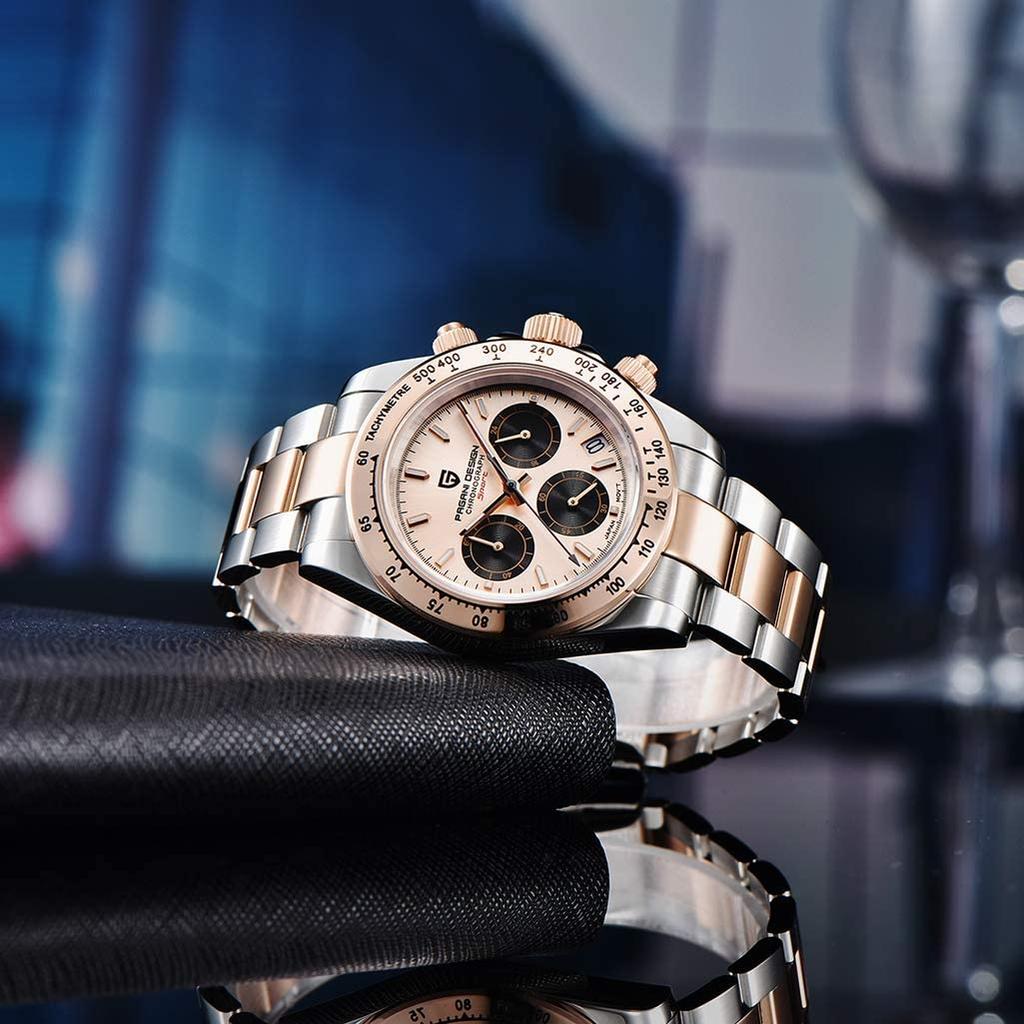 Pagani Design SEIKO Quartz Daytona with Ceramic Dress Stainless Steel Sapphire PAGANI DESIGN Men's Watch, Japanese-made Movement, Chronograph, Case,