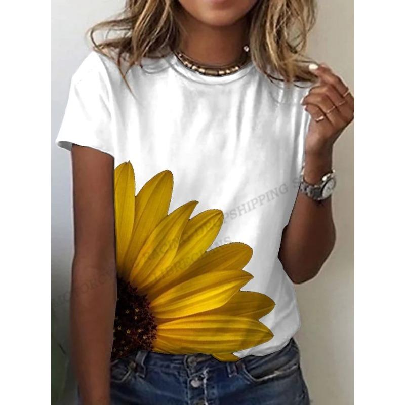 Dandelion 3d Print T-shirt Women Fashion T-shirts Floral T Shirt Harajuku Short Sleeve Tops Tees Fitness Breathable Girls Tshirt