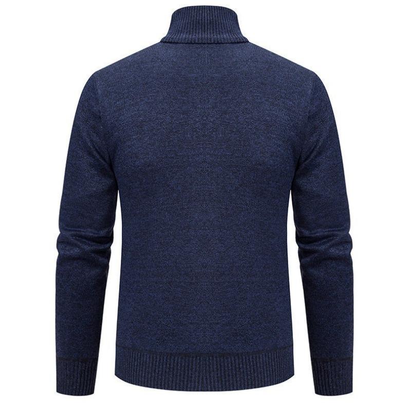 Autumn and winter new men's stand-up collar fleece sweater knitted sweater youth fashion casual cardigan jacket men