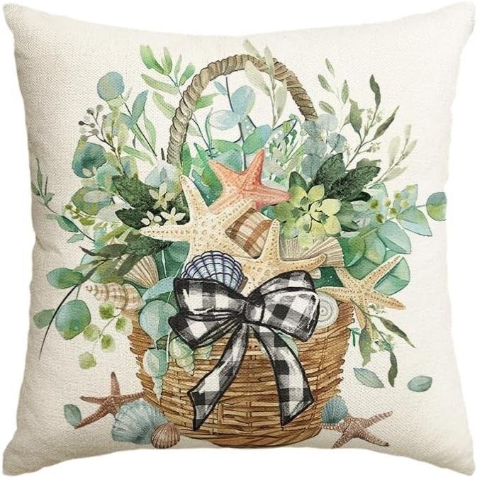 Summer Refreshing Ocean Series Art Linen Pillow Cover Car Sofa Lumbar Pillow Cushion