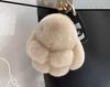 Cute Faux Mink Fur Plush Bunny Pendant Keychain Charm