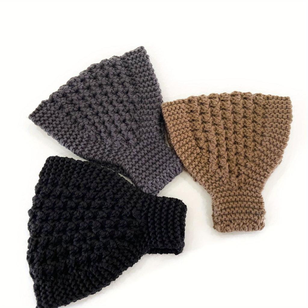 1 Pack Soft Warm Women's Truban Ear Warmer Headbands | Thick Wide-Brimmed Hollow Out Design, Burgundy/Navy/Beige/White, Headbands for Thick Hair