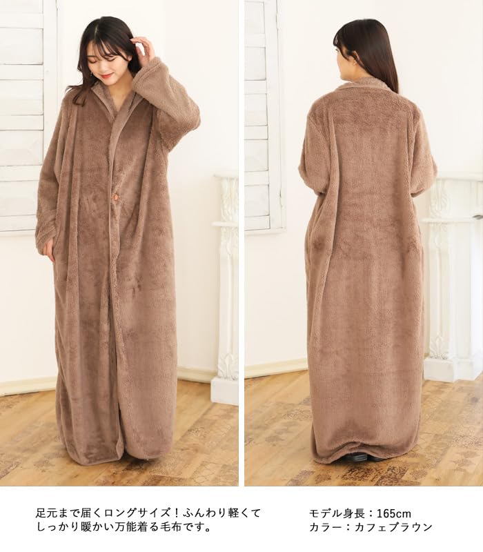 Wearable for Women and Long Sheepskin Brushed Plus One Size Fits Pink Lulu&berry Blanket, Long, 150cm, Men, Fluffy, Sleeve, Boa, Lining, Size, Warm,