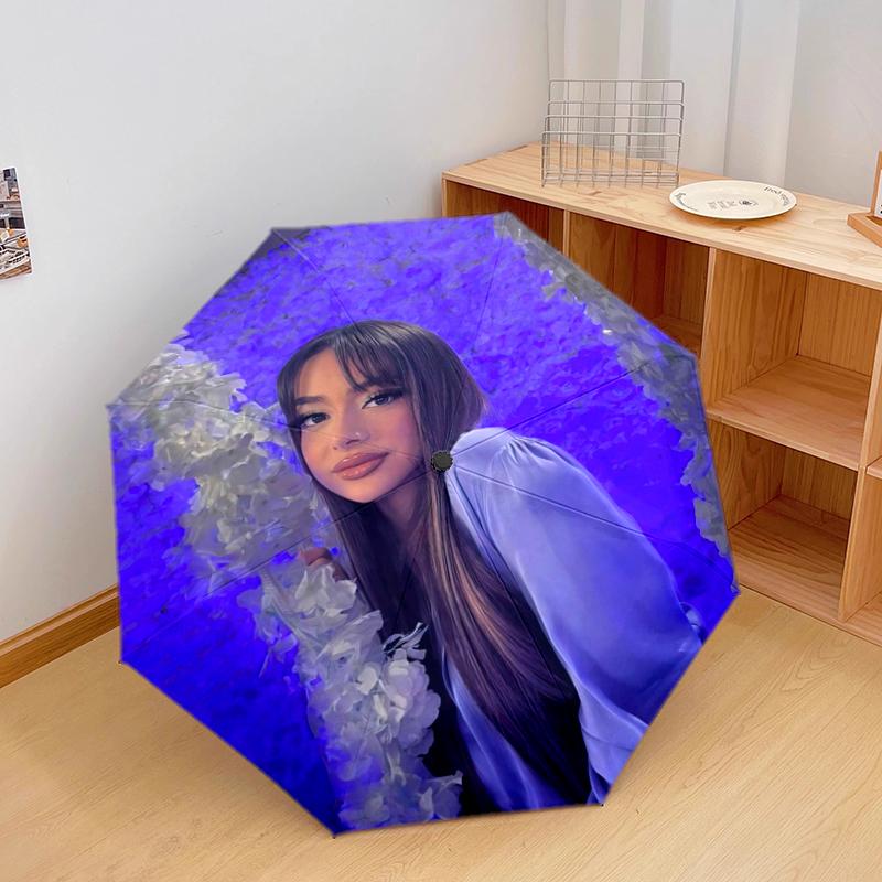 1pc Ayliva Pattern Umbrella Portable Folding Umbrella Iron Frame Hole Bone Structure Outdoor Home Umbrella