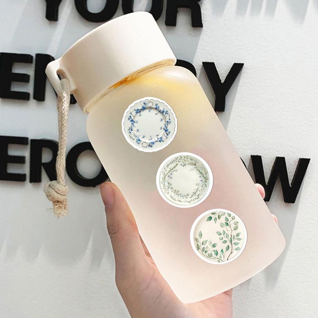 50 New Retro Floral Dinner Plate Stickers for Notebook Decoration