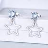 Gica Gema Schmuck S925 Sterlingsilber Himmelblauer Diamant Fünfzackiger Stern Ohrstecker Für Frauen Feiner Hochwertiger Schmuck Geschenk zum Valentinstag