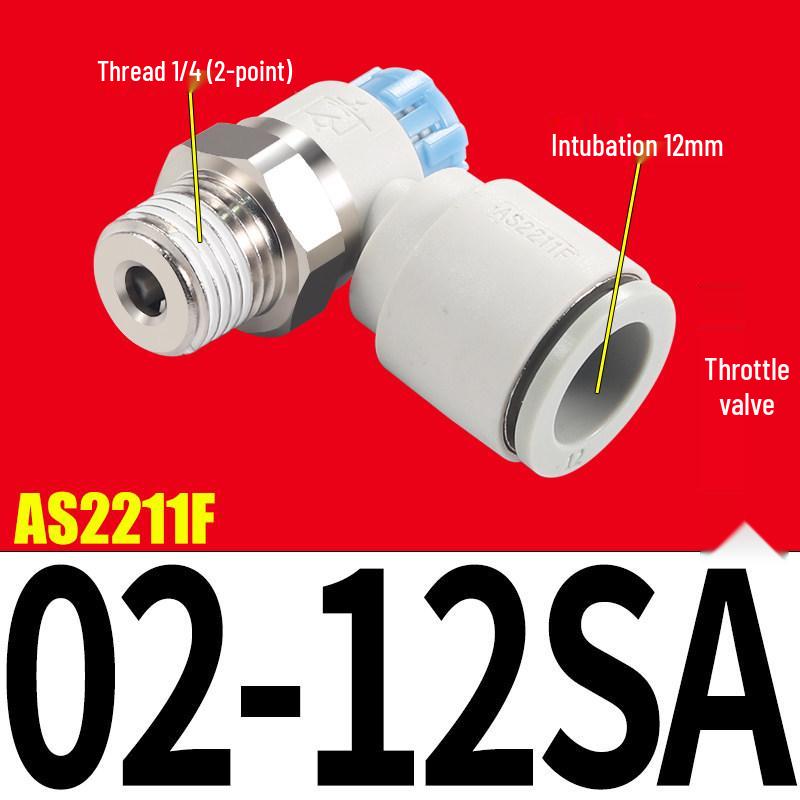 SMC AS1201F Pneumatic Speed Control Valve - Adjustable Throttle Push-Lock Fitting for Cylinder Control
