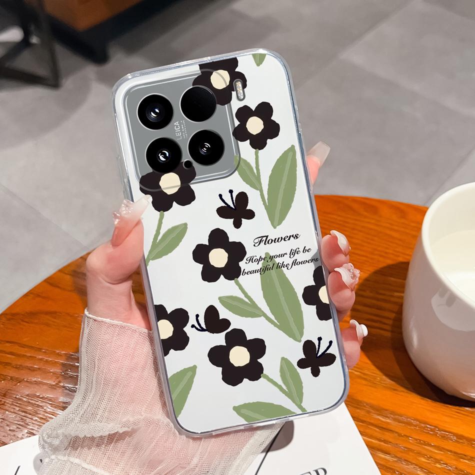 Leisure Flower Case For Xiaomi 15 Pro Clear Phone Bags Colourful Soft Back Cover For Xiaomi15 15Pro Silicone Anti Drop Housing