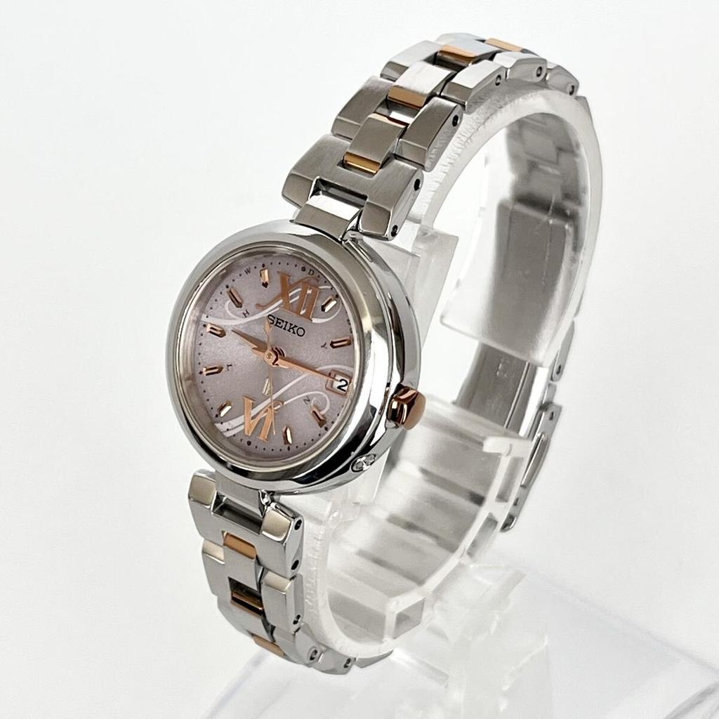 Polished Seiko Lukia Excellent Pink S2388 [Working Condition] Ladies' Watch, Radio-Controlled Solar, Condition, Dial, Gold