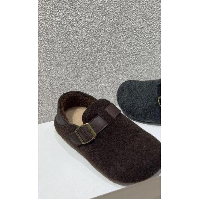 High-ankle Women's New Cotton Shoes with Thick Soles, Lazy Style, Filled with Warm Fleece, Retro Design