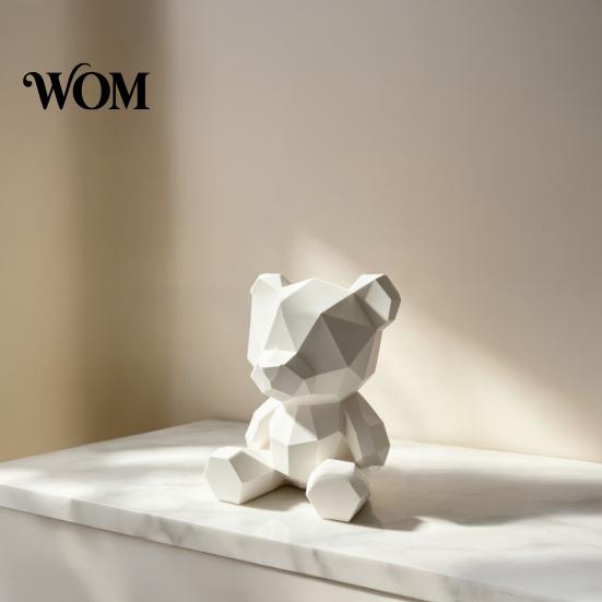Decoración Estilo Nórdico Oso Poligonal Estatua, Adorno Impreso en 3D Pintado a Mano, Escultura de Arte Poligonal Geométrica Personalizable, para Escritorio de Sala de Estar