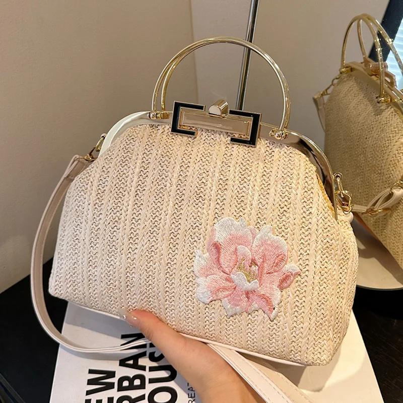 Сумки-мессенджеры ручной работы из плетеной соломы для женщин, богемные пляжные сумки через плечо, праздничные сумки, плетеный клатч для ужина