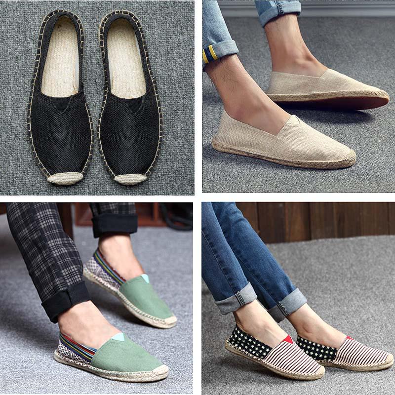 Scarpe da Ginnastica Slip-On in Tela con Suola in Canapa: Unisex, Intrecciato in Paglia, Casual, Disponibile in Taglie Grandi