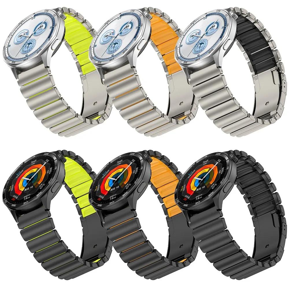 22mm Titanium Metal Band for Huawei Watch GT6Pro GT6 GT5/4 46mm Ultimate Luxury Rubber Strap For Amazfit Watch Balance Active 2