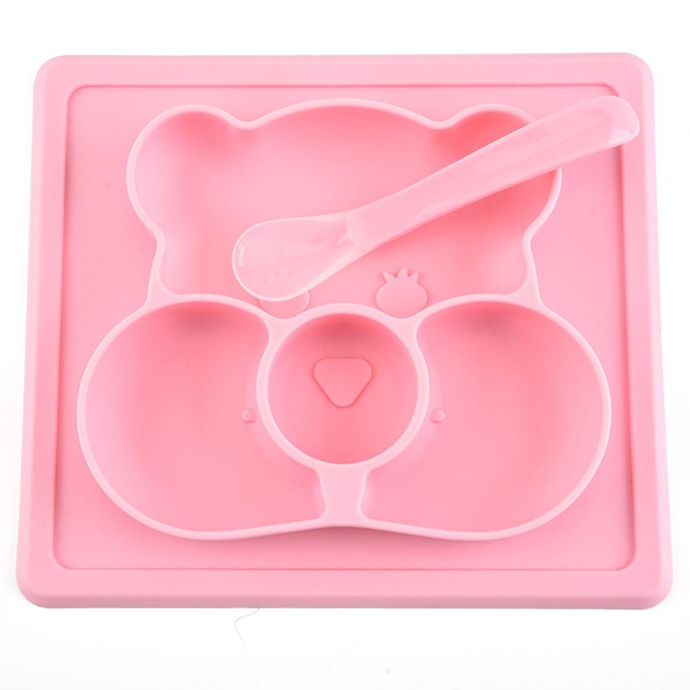 Cute Cartoon Bear Shape Silicone Nonslip Dinner Plate for Kids  Dietary Supplement