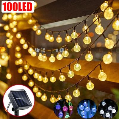 Solar Crystal Globe LED String Lights 100 LED 8 Lighting Modes IP65 Fairy Light Christmas Garland For Garden Party Decor