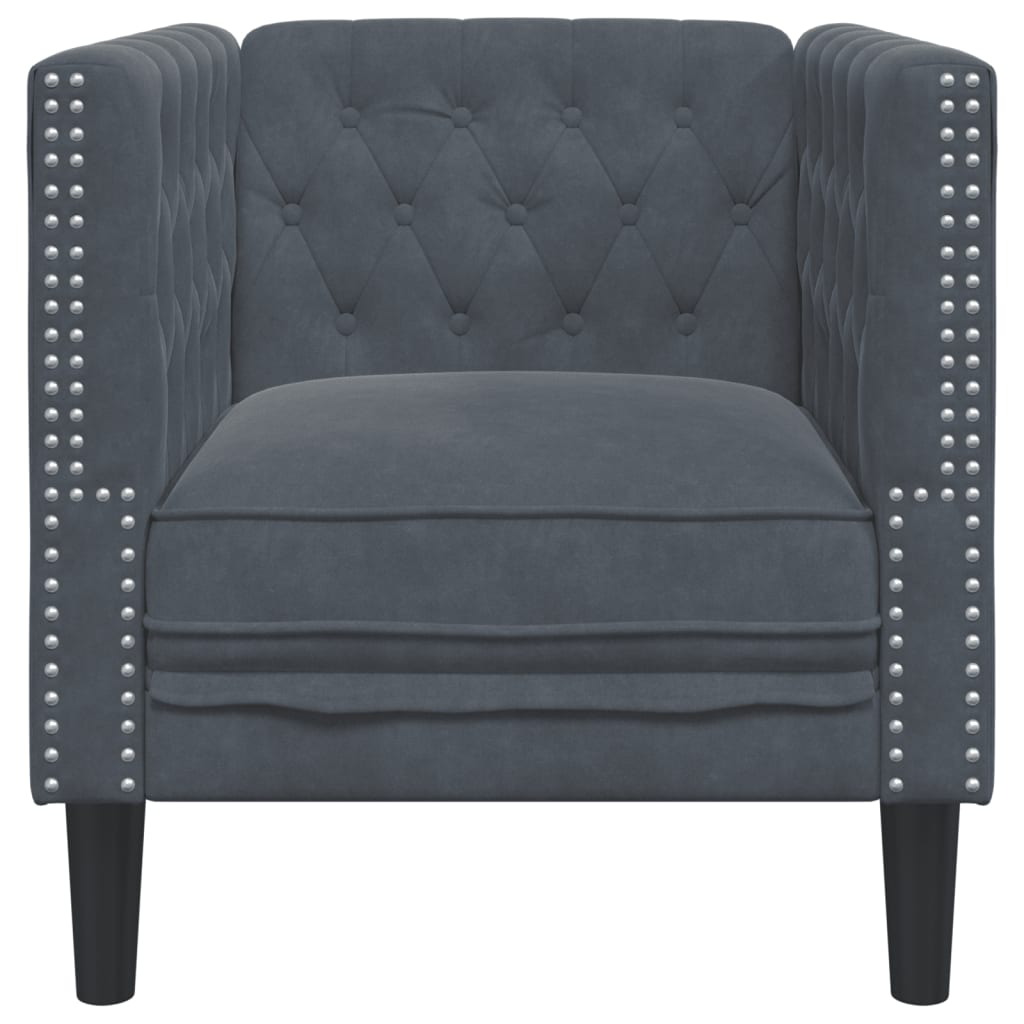 Vidaxl Fotel Chesterfield, Ciemnoszary, Tapicerowany Aksamitem