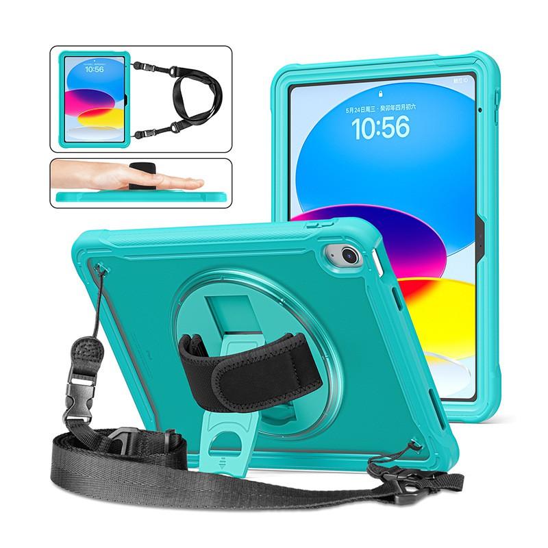 IPad 10th Gen 10.9 Inch Case Shockproof Full Body Cover With 360 Rotating Stand TPU Hand Strap