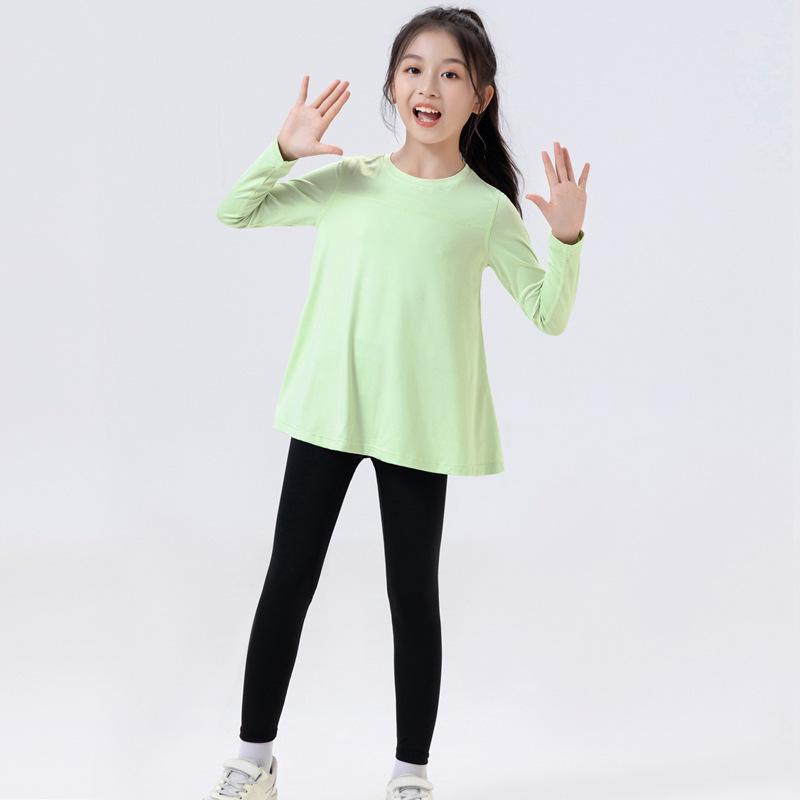 Completo Fitness da Bambina con Pullover a Maniche Lunghe Asciugatura Rapida e Leggings Squalo