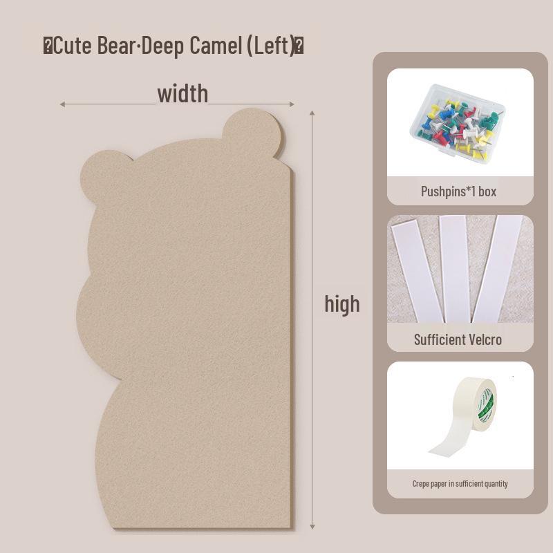 Little Bear Cork Board: Punch-Free Felt Display for Creative Living Room Décor