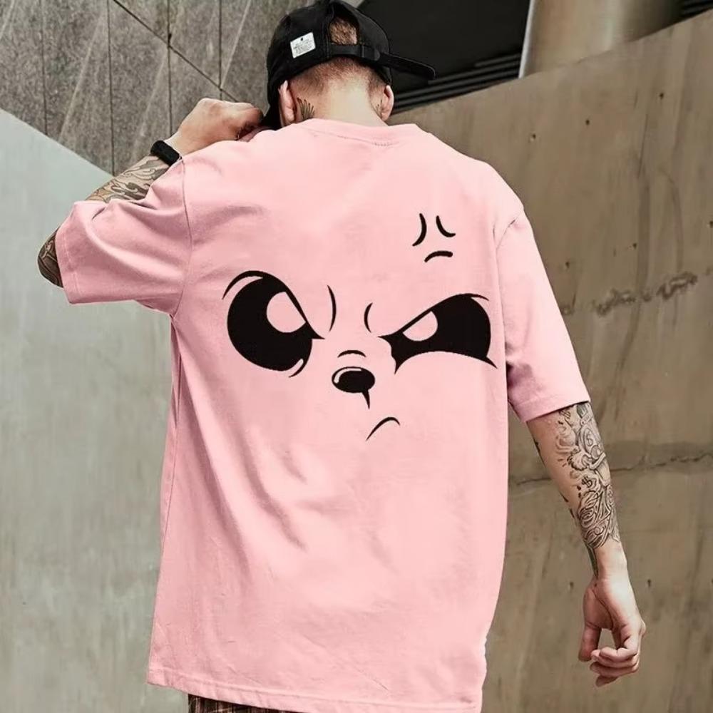 2024 Men's Short Sleeved Hip Hop T-shirt Casual Street Clothing Angry Blink Print Summer Harajuku Fashion Y2K Street Clothing