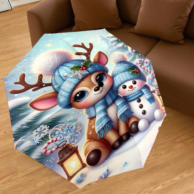 1 Stück Weihnachts-, Winter- Automatischer Öffnungs-/Schließschirm mit Winddichtem, 8-Rippen Stabiler Schirm, Langlebige Rippen, Modisches Design1298A