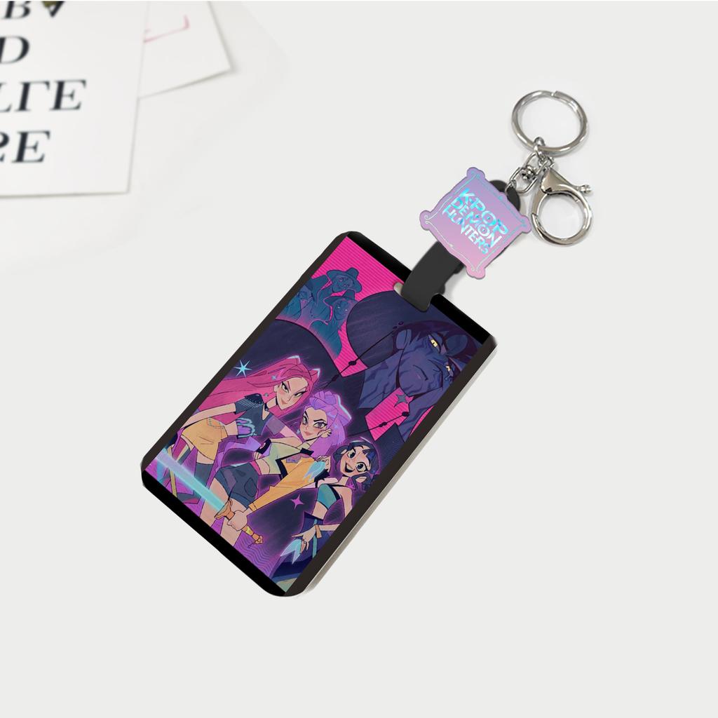 Push-pull Sliding Cover Type Card Cover Acrylic Decorative Keychain Automatic Telescopic Rope DIY