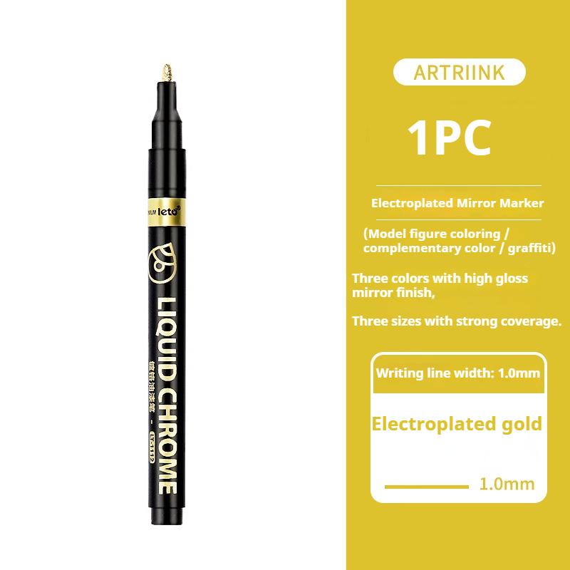 6/1pcs Chrome Pen Marker Reflective Mirror Electroplating Paint Repair Marker For Rock Ceramic Glass 0.8/1/2mm Nib Art Craftwork