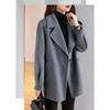 Damen Roter Wollmantel Koreanischer Stil Lockere Passform Vintage Mode Blazer Revers Winterjacke
