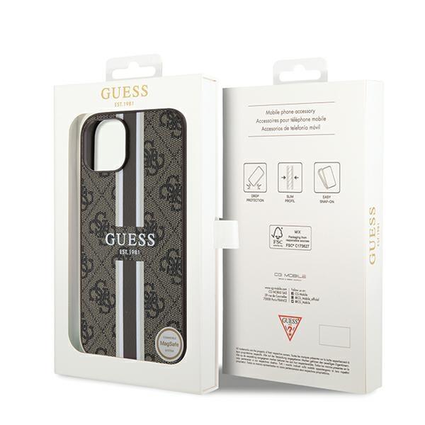 Guess Guhmp15Sp4Rpsw Iphone 15 / 14 / 13 6.1 Brązowy/Brown Hardcase 4G Printed Stripes Magsafe