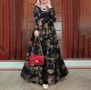 Muslim Street Fashion Long Sleeve O-Neck Printed Dress