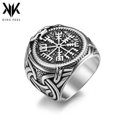 Retro Nordischer Wikinger Rune Edelstahl Herren Siegelring